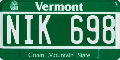 VT license plate NIK698