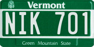 VT license plate NIK701