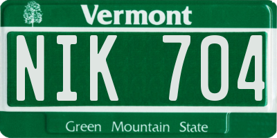 VT license plate NIK704