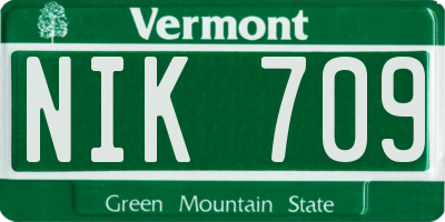VT license plate NIK709