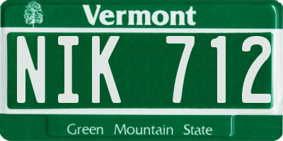 VT license plate NIK712