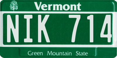VT license plate NIK714