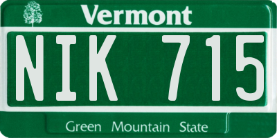 VT license plate NIK715