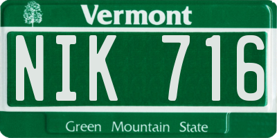 VT license plate NIK716