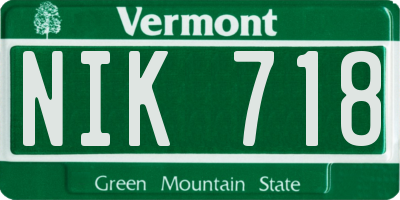 VT license plate NIK718