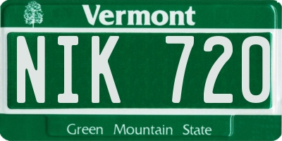 VT license plate NIK720