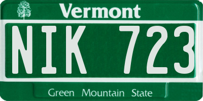 VT license plate NIK723