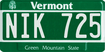 VT license plate NIK725