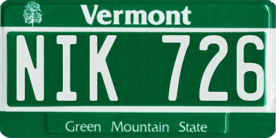 VT license plate NIK726