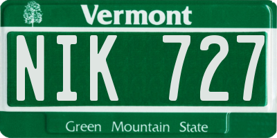 VT license plate NIK727