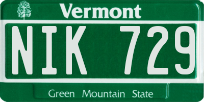 VT license plate NIK729