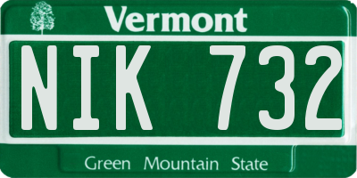 VT license plate NIK732
