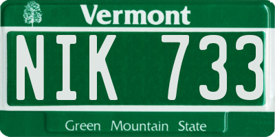 VT license plate NIK733