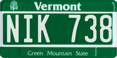 VT license plate NIK738