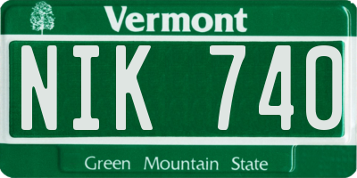 VT license plate NIK740