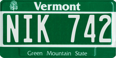 VT license plate NIK742