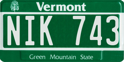 VT license plate NIK743