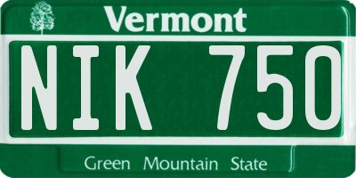 VT license plate NIK750
