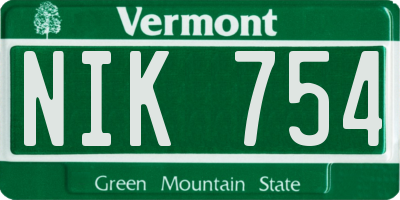 VT license plate NIK754