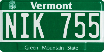 VT license plate NIK755