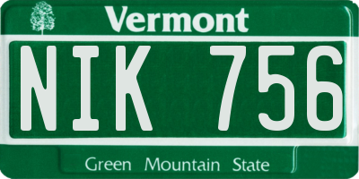 VT license plate NIK756