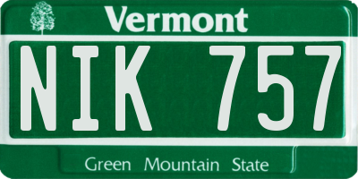 VT license plate NIK757