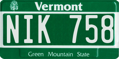 VT license plate NIK758