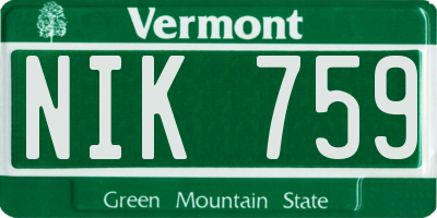 VT license plate NIK759