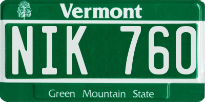VT license plate NIK760