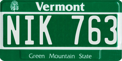 VT license plate NIK763