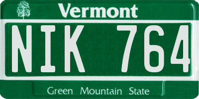 VT license plate NIK764