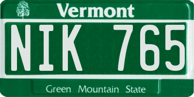 VT license plate NIK765