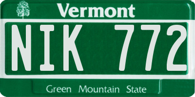VT license plate NIK772