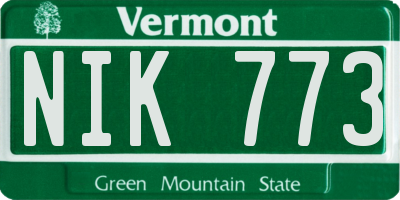 VT license plate NIK773