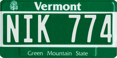 VT license plate NIK774