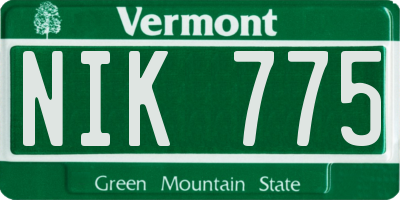 VT license plate NIK775