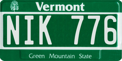 VT license plate NIK776