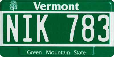VT license plate NIK783