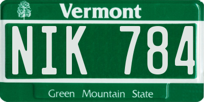 VT license plate NIK784