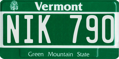 VT license plate NIK790