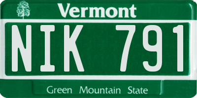 VT license plate NIK791