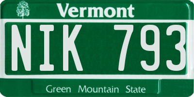 VT license plate NIK793