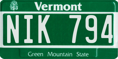 VT license plate NIK794