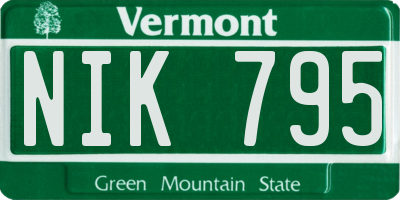 VT license plate NIK795