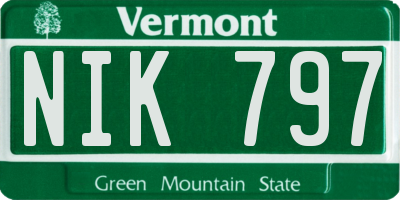 VT license plate NIK797