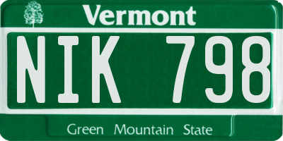 VT license plate NIK798