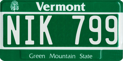 VT license plate NIK799