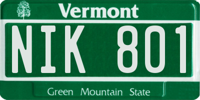 VT license plate NIK801