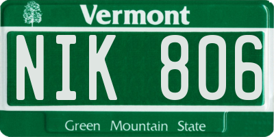 VT license plate NIK806