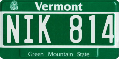 VT license plate NIK814
